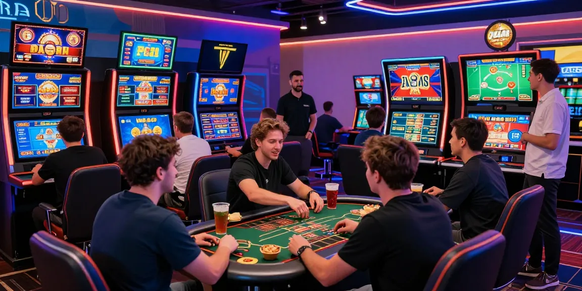 Giocatori felici che si divertono con una lista di casino online non AAMS in un ambiente di gioco vivace.