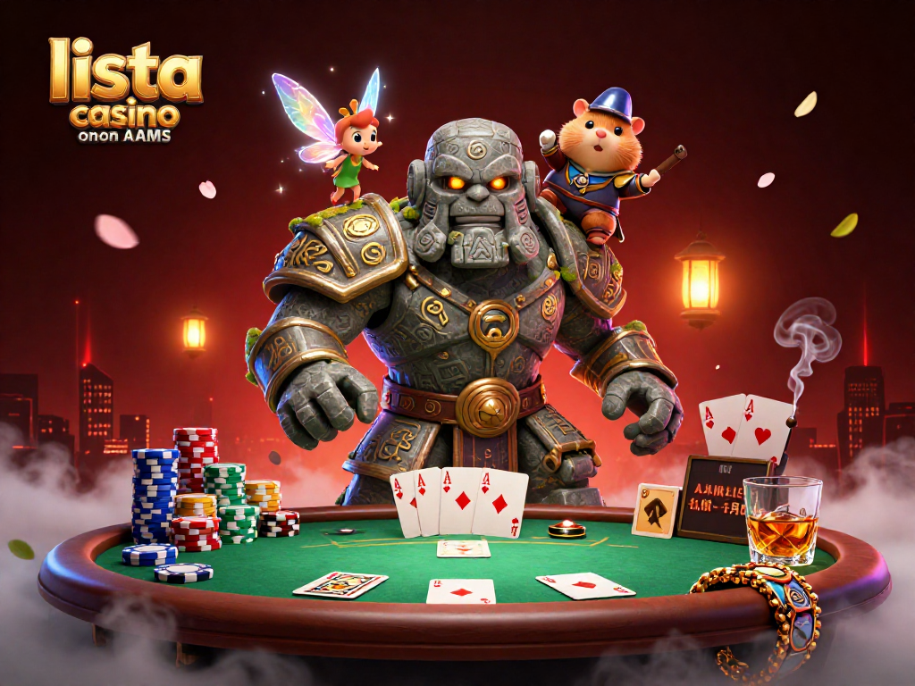 Scopri la lista casino online non AAMS attraverso un'illustrazione 3D di un golem magico e un cavaliere.