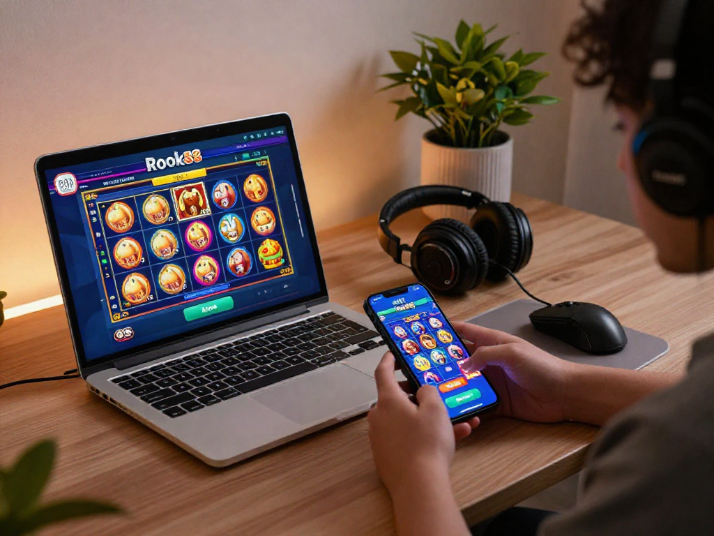 Engaging gameplay on rokok88 slot games displayed on laptop and smartphone