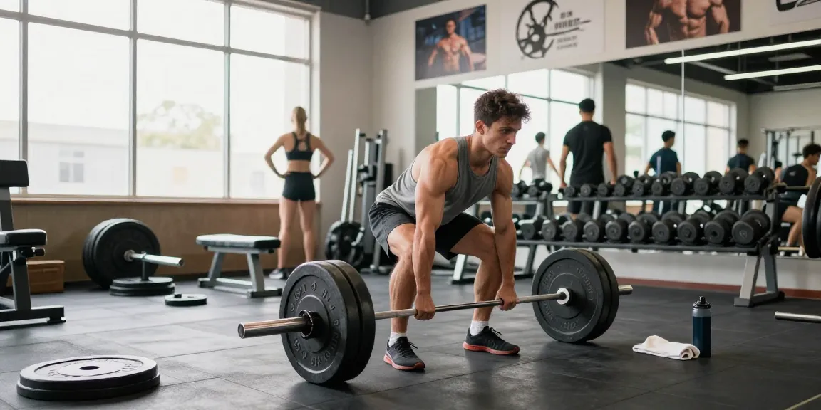 Anabolika Shop showcasing a bodybuilder lifting weights in a bright gym, representing strength and dedication.