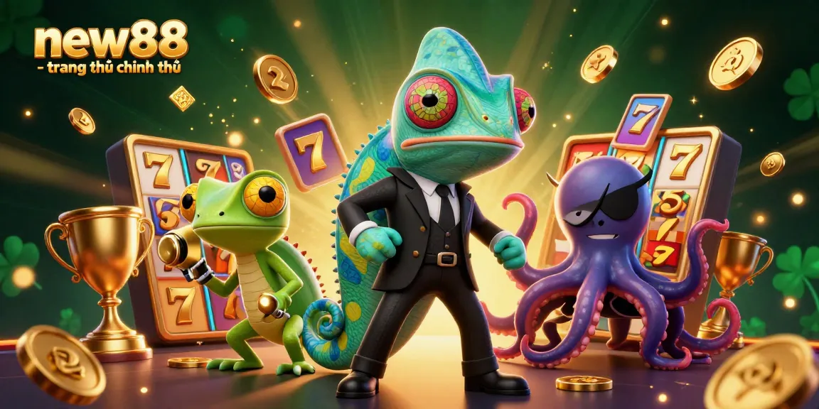 Engage with new88 - trang chủ chính thức through a vibrant casino scene featuring dynamic characters and gaming elements.