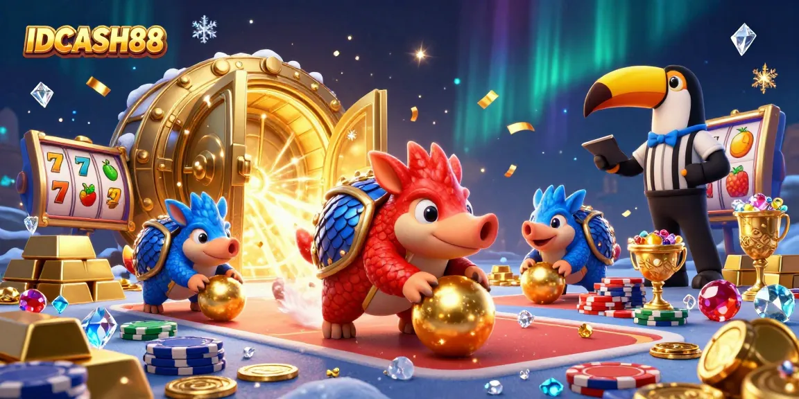 Watch the rival pangolins battle with golden treasures in the exciting world of IDCASH88 gaming.
