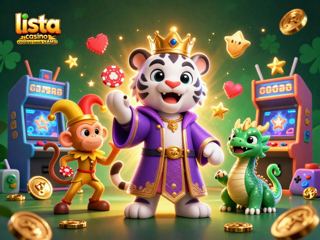 Immagine di un'illustrazione 3D della lista casino online non AAMS con una tigre, un monaco e un drago, immersi in un'atmosfera di gioco vivace.