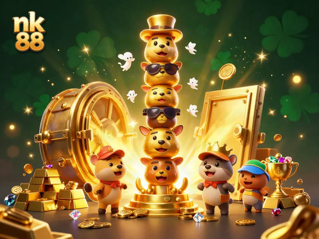 Experience vibrant luck and strategy with nk 88 in this dynamic casino illustration.