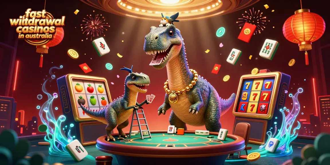 Experience fast withdrawal casinos in Australia with dynamic 3D characters in a vibrant casino scene.