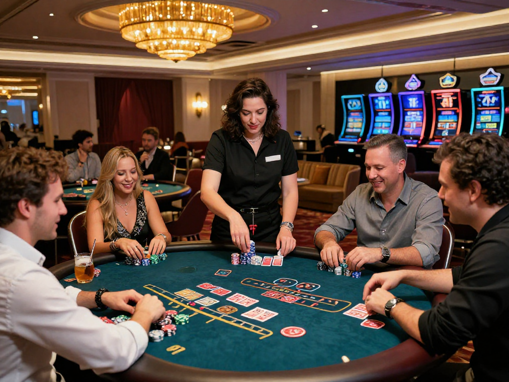 Giocatori entusiasti alla lista casino online non AAMS mentre si divertono in un ambiente di gioco elegante.