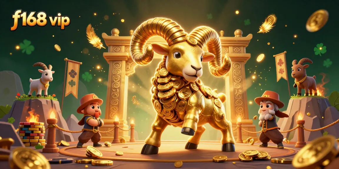 Engage with f168 vip as golden ram charges through a dynamic casino scene filled with excitement and vibrant energy.