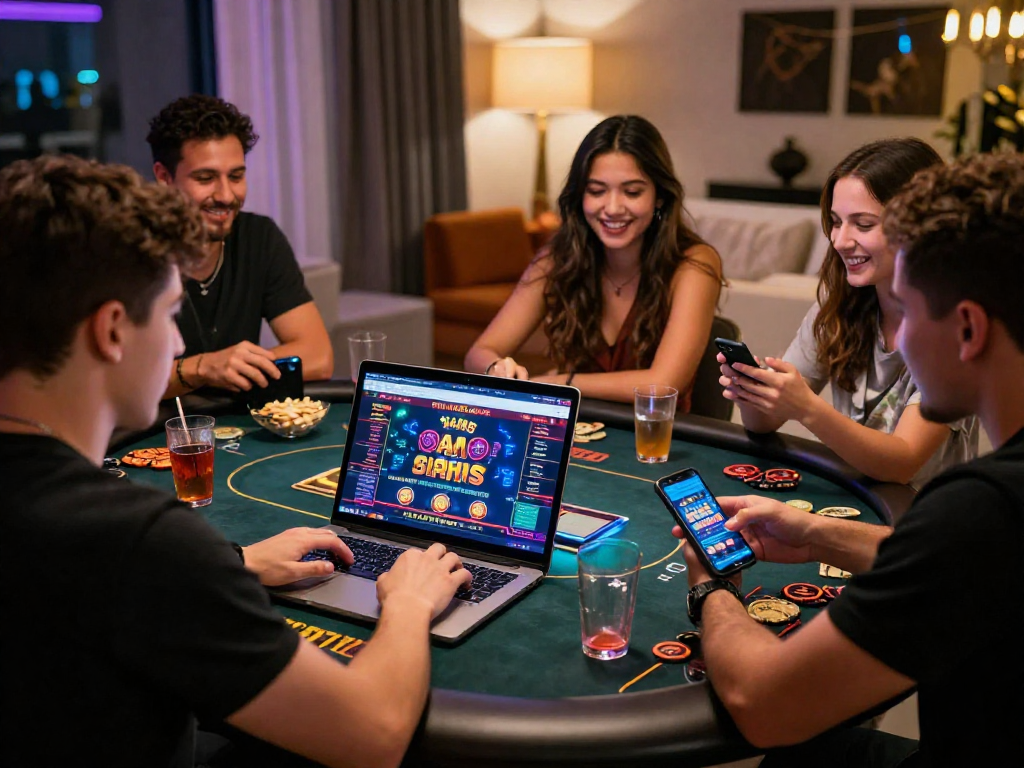 Giocatori felici che esplorano una lista casino online non AAMS in un ambiente moderno e accogliente.