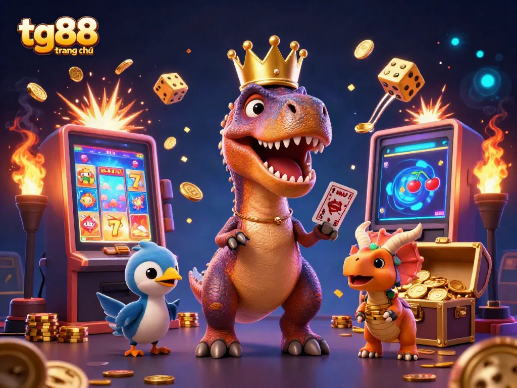 Experience the excitement of tg88 trang chủ with vibrant casino characters and activities amidst a jackpot explosion.