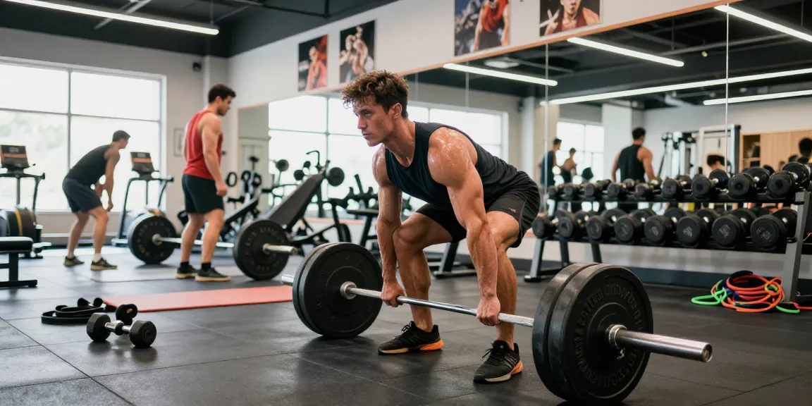 Kraftsportler hebt schwere Gewichte im Fitnessstudio und zeigt den Fokus des Anabolika Shop Deutschland auf ernsthaftem Fitness- und Muskelaufbau.