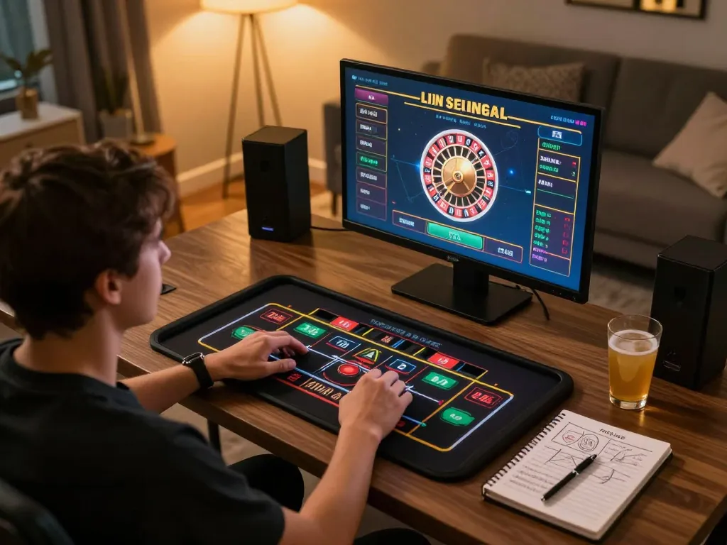 Engaging in online casino gaming at home with LOTO188 LINK MỚI interface displaying live roulette.
