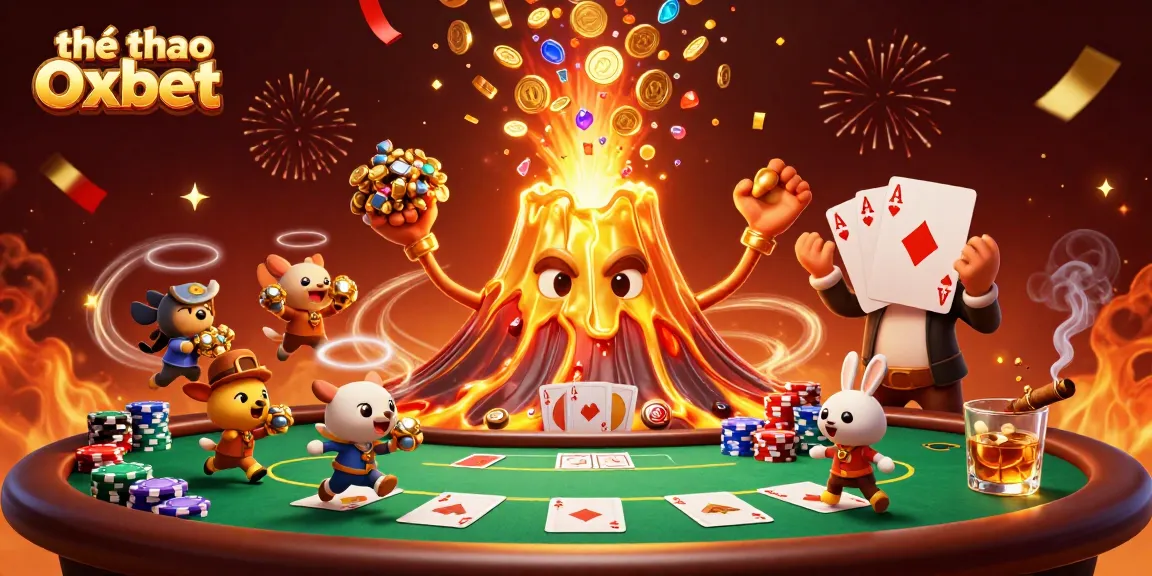 Experience thrilling gaming at thể thao Oxbet with dynamic scenes of treasure and poker excitement.