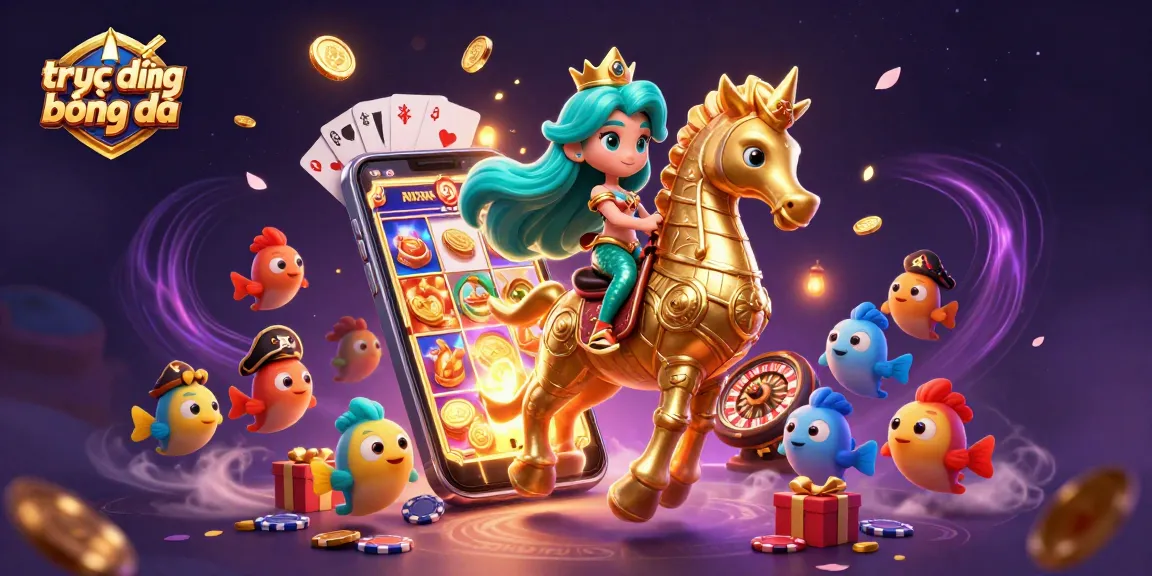 Experience trực tiếp bóng đá with a vibrant scene of casino elements and engaging characters.