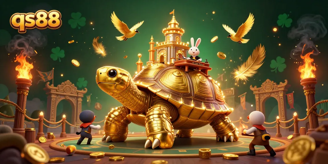 Experience the excitement of qs88 with a gold-plated tortoise casino scene filled with dynamic gaming elements.