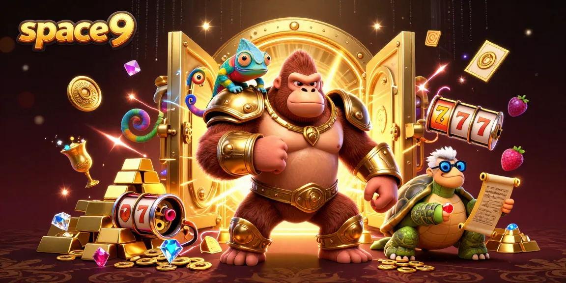 Join the thrilling action at space9 casino with a vibrant illustration showcasing diverse gaming elements.