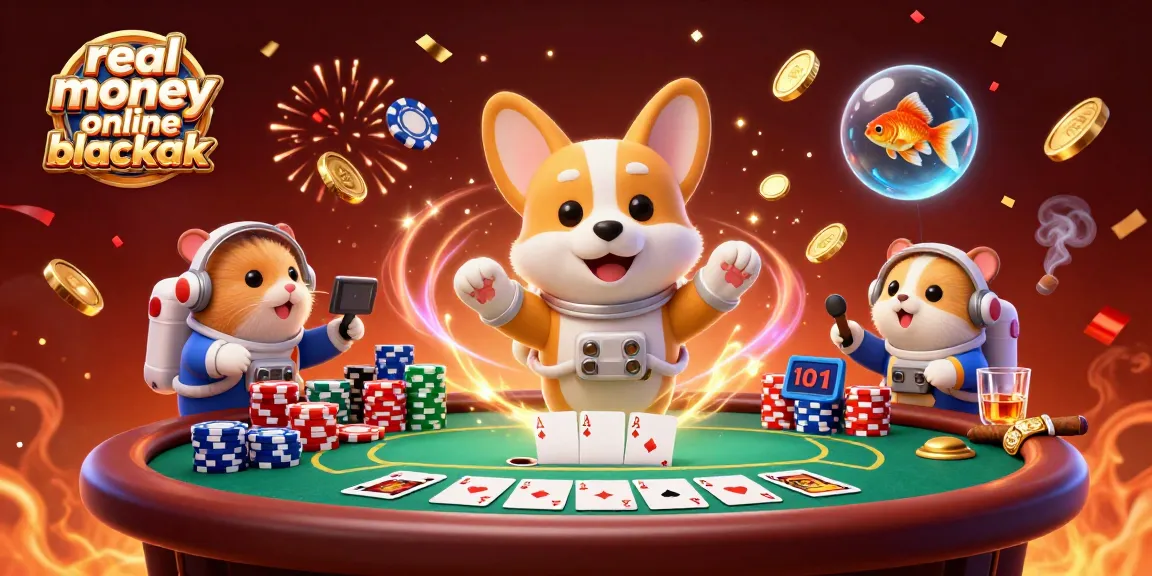 Experience real money online blackjack in this vibrant, action-packed 3D casino scene.