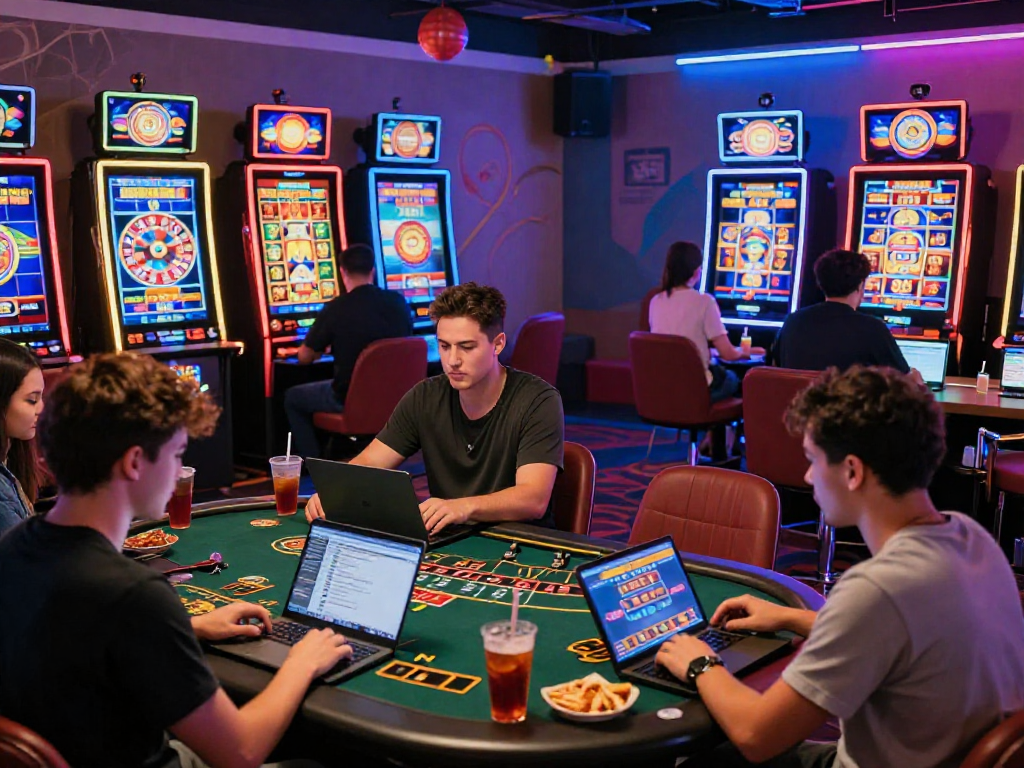 Giocatori coinvolti mentre esplorano la lista casino online non AAMS in un ambiente virtuale vivace.