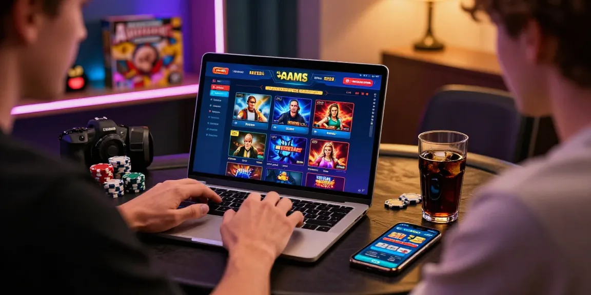 Giocatore immerso nell'esperienza di una lista casino online non AAMS con laptop e giochi da tavolo.