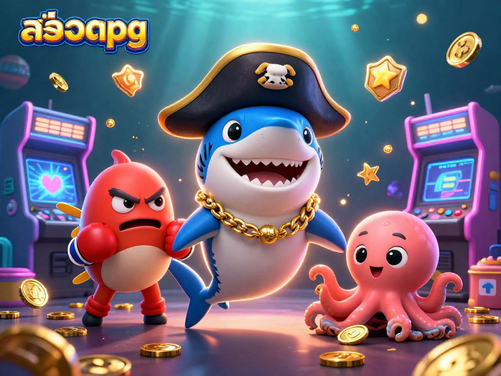 Play สล็อตpg with vibrant characters and shiny coins in this immersive 3D casino illustration.
