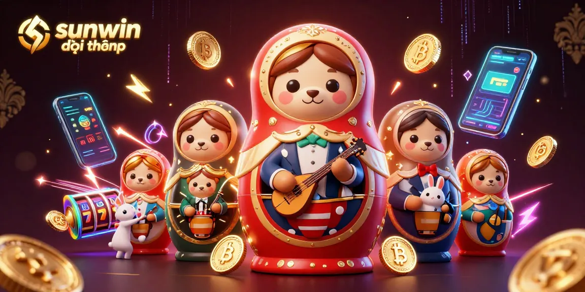 Experience the thrill of sunwin đổi thưởng with vibrant characters, slot elements, and dynamic crypto features.
