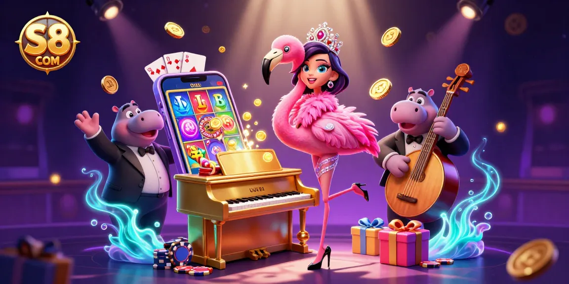 Experience thrilling games with S8 COM at an ultra-detailed casino illustration.