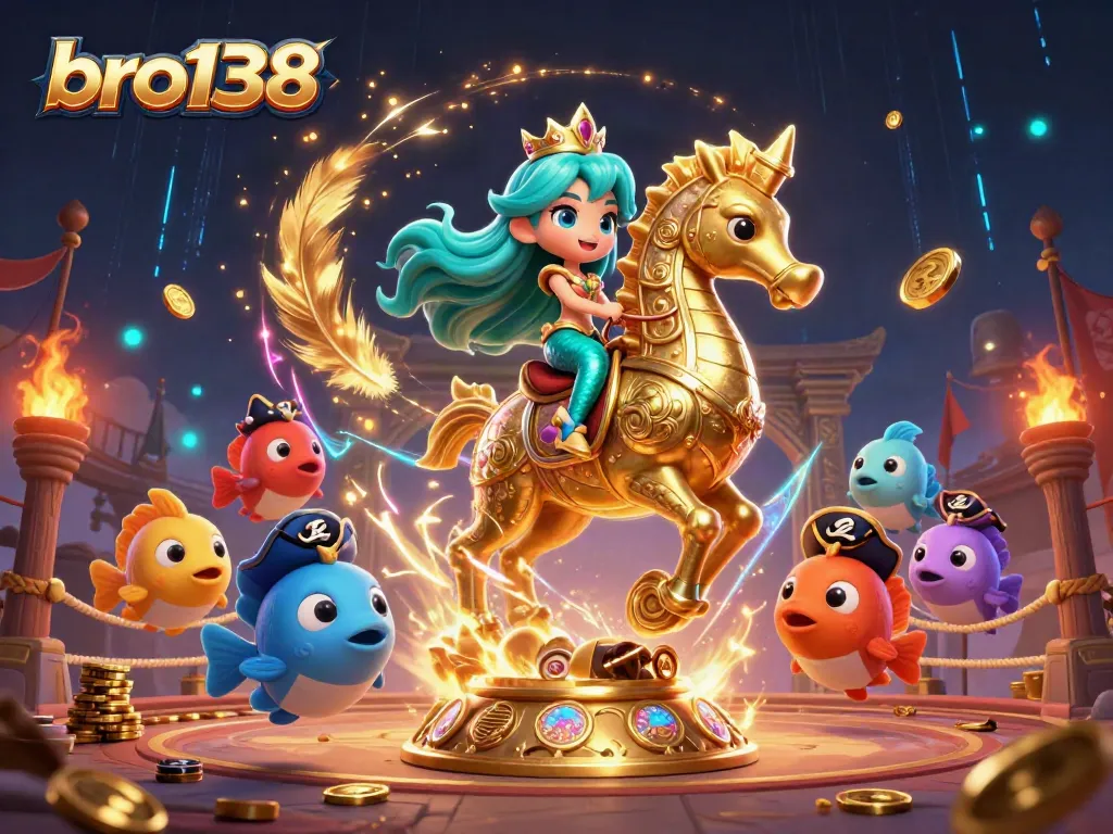 Experience thrilling gameplay with bro138 at a vibrant 3D casino scene featuring mermaids and seahorses.
